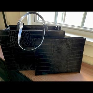 Beis Mini Work Tote. 14.25" W x 11"H x 6"D
Laptop Sleeve: 12.5"W x 9"H